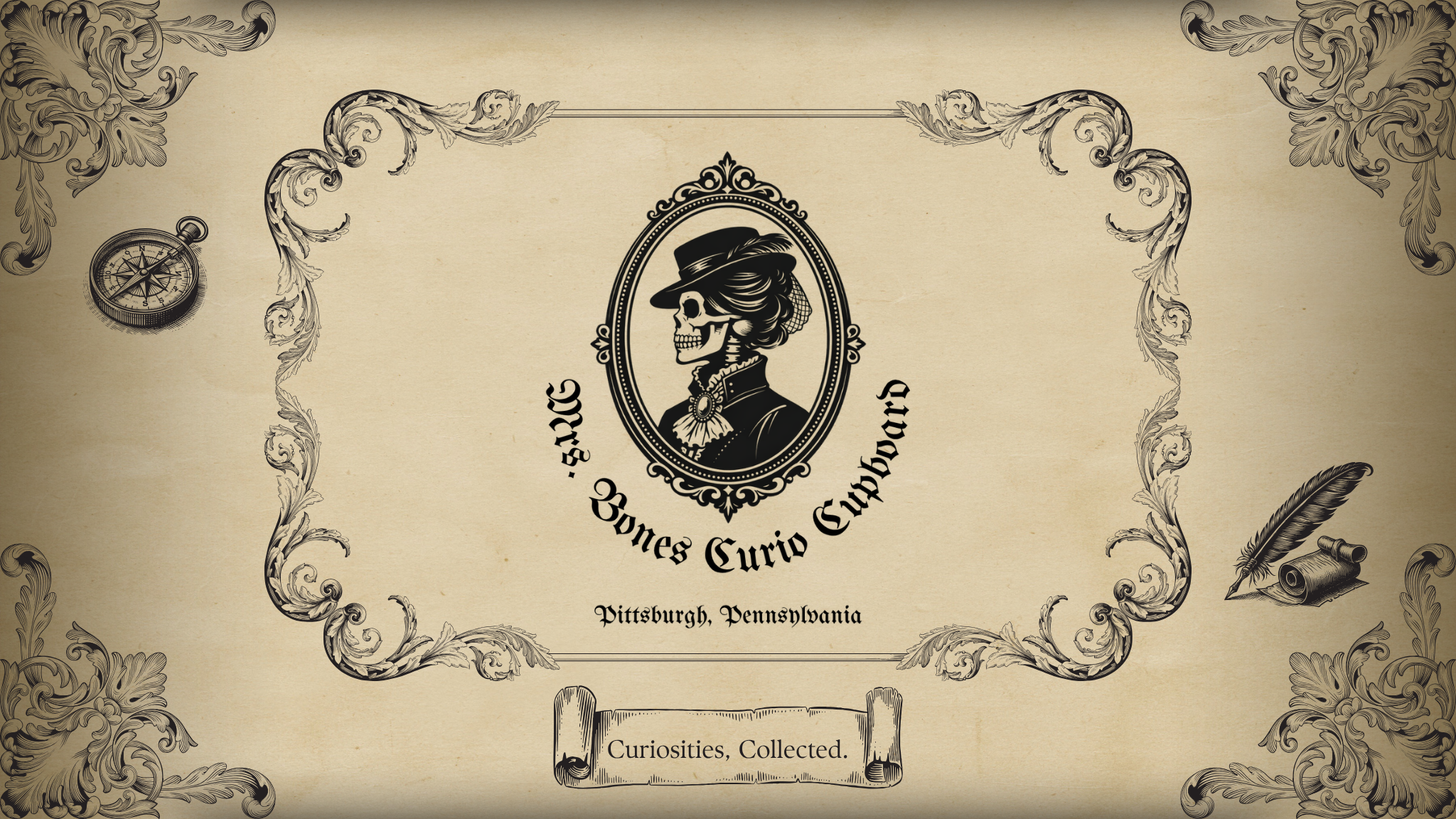Curated collection of curiosities and vintage items at Mrs Bones Curio Cupboard