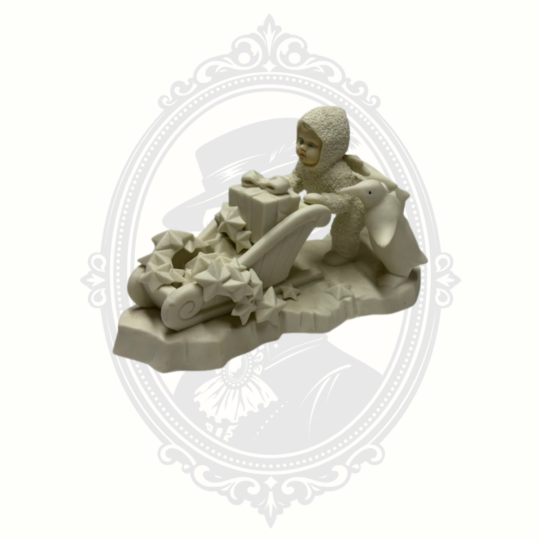 Department 56 Snowbabies® "Wait For Me!" Bisque Porcelain Figurine with Penguins – Retired