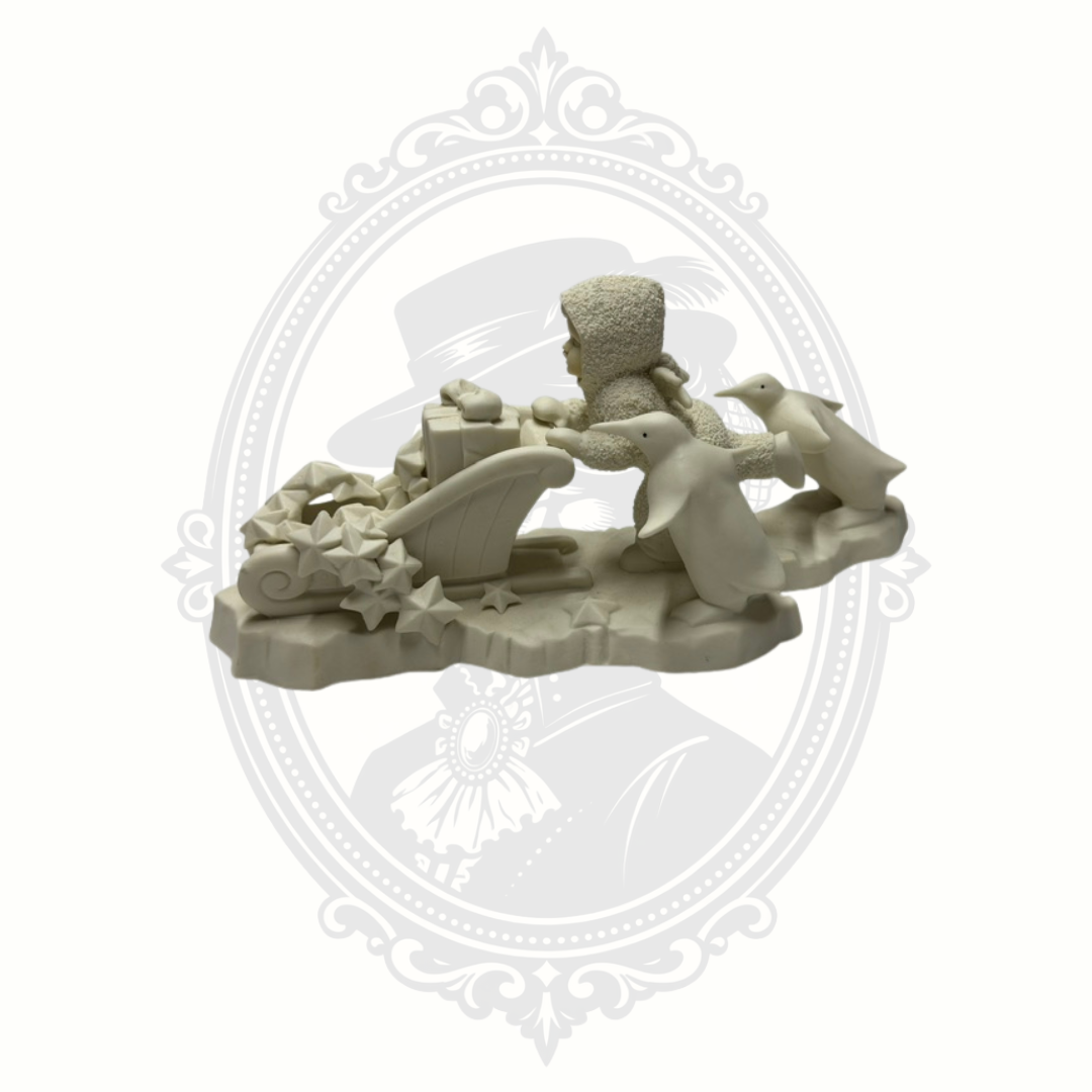 Department 56 Snowbabies® "Wait For Me!" Bisque Porcelain Figurine with Penguins – Retired