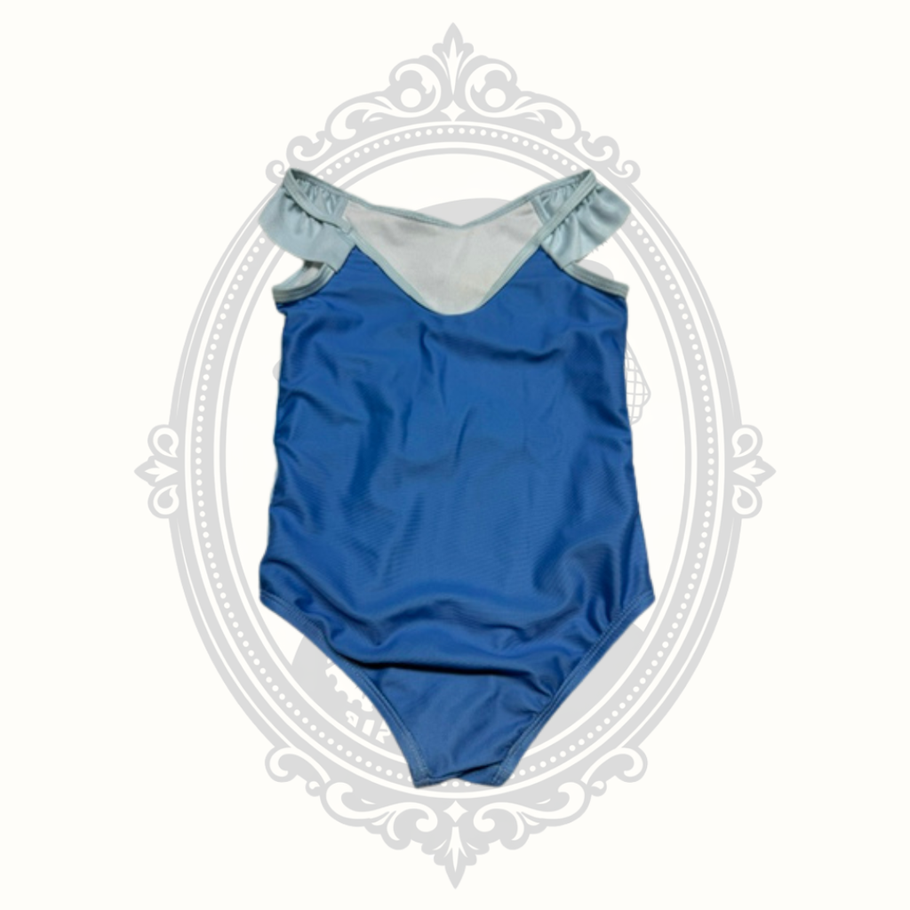 Disney Princess Cinderella Girls One-Piece Swimsuit Blue Ruffle Shoulder Size 3T