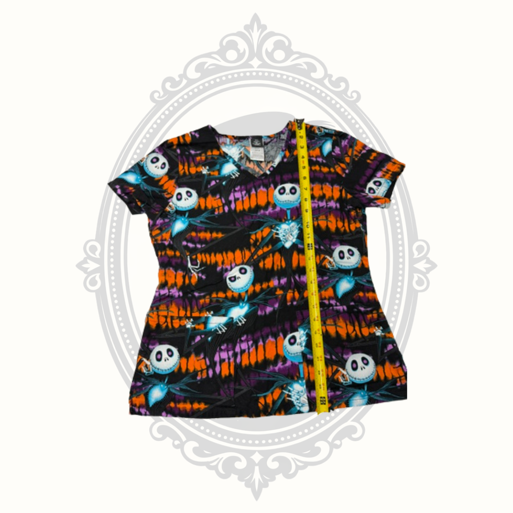 Disney Tim Burton's The Nightmare Before Christmas Jack Skellington Women's Scrub Top Small