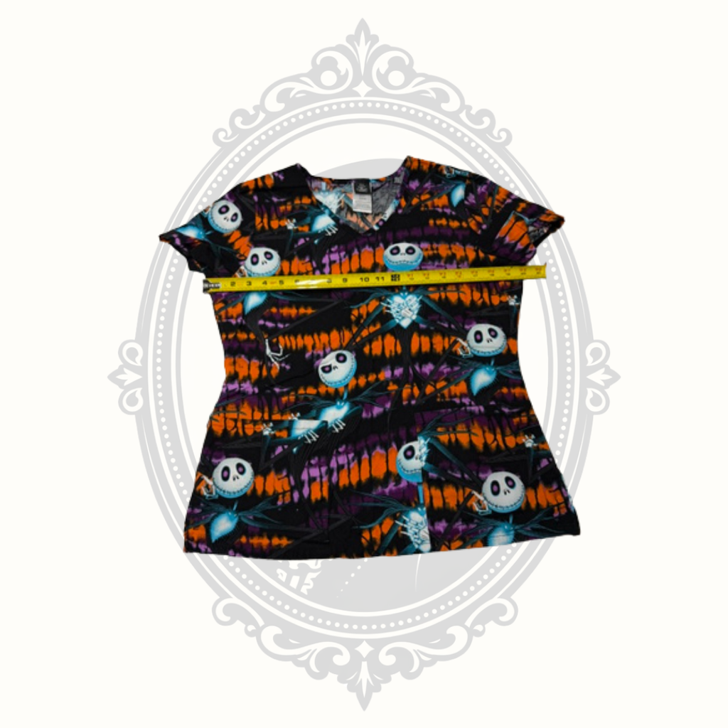 Disney Tim Burton's The Nightmare Before Christmas Jack Skellington Women's Scrub Top Small
