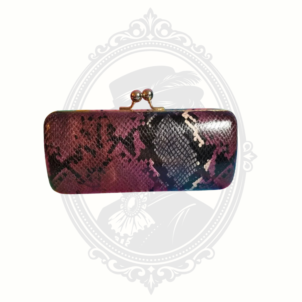 Dune London Snakeskin-Effect Structured Clutch – Gold Chain Strap – Purple Multi Evening Bag