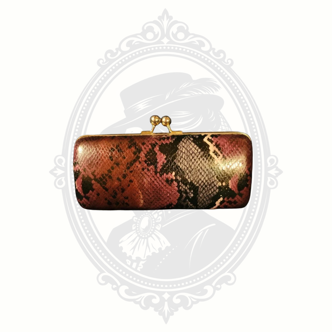 Dune London Snakeskin-Effect Structured Clutch – Gold Chain Strap – Purple Multi Evening Bag