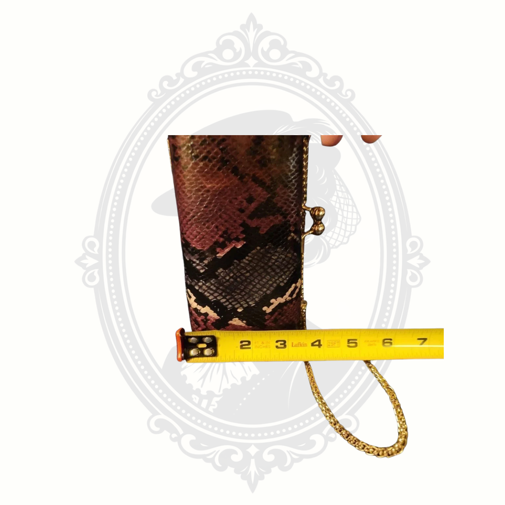 Dune London Snakeskin-Effect Structured Clutch – Gold Chain Strap – Purple Multi Evening Bag