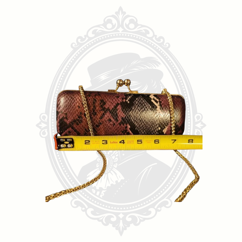 Dune London Snakeskin-Effect Structured Clutch – Gold Chain Strap – Purple Multi Evening Bag