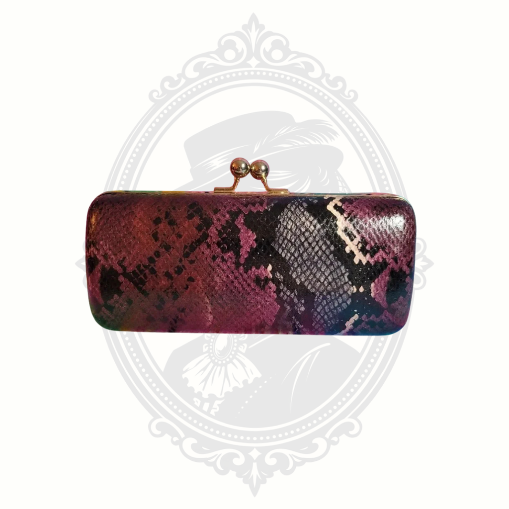 Dune London Snakeskin-Effect Structured Clutch – Gold Chain Strap – Purple Multi Evening Bag