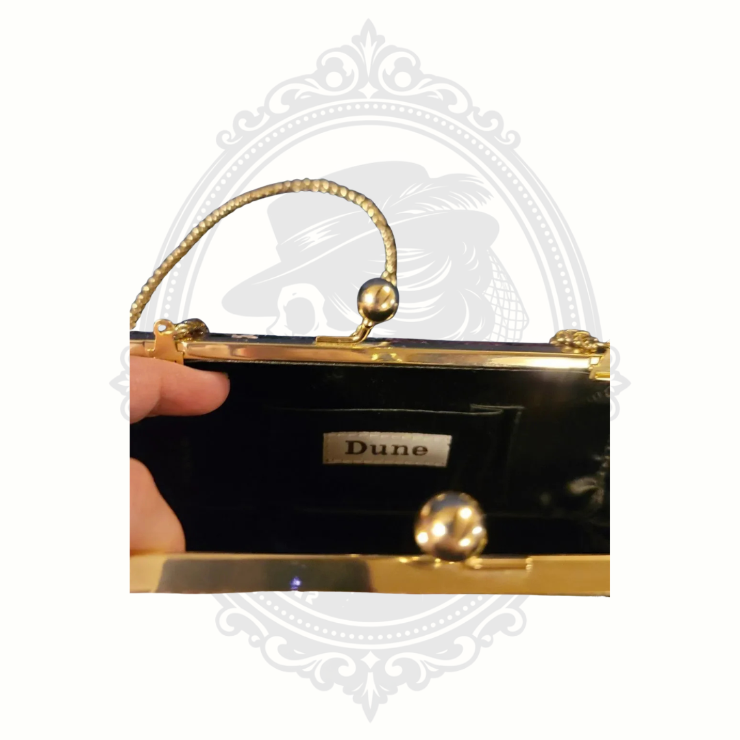 Dune London Snakeskin-Effect Structured Clutch – Gold Chain Strap – Purple Multi Evening Bag