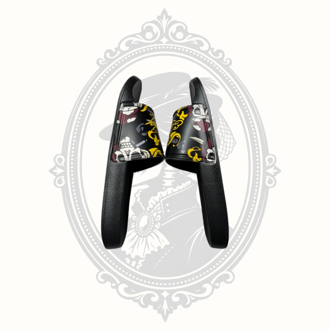Ed Hardy Men's Skull Pirate Slide Sandals Black Size 12 NWOT