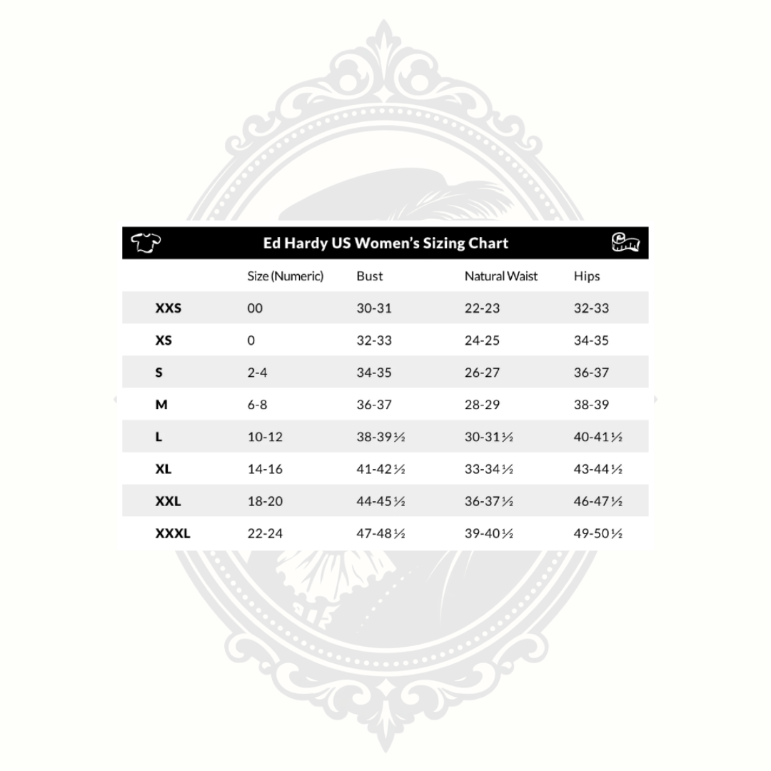 Size Chart for Ed Hardy Goods