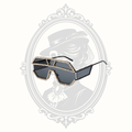 Geometric Oversized Rhinestone Shield Sunglasses – Gray Lenses