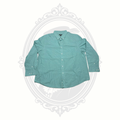 George Men's 2XL Aqua Micro Check Button Front Dress Shirt 50-52