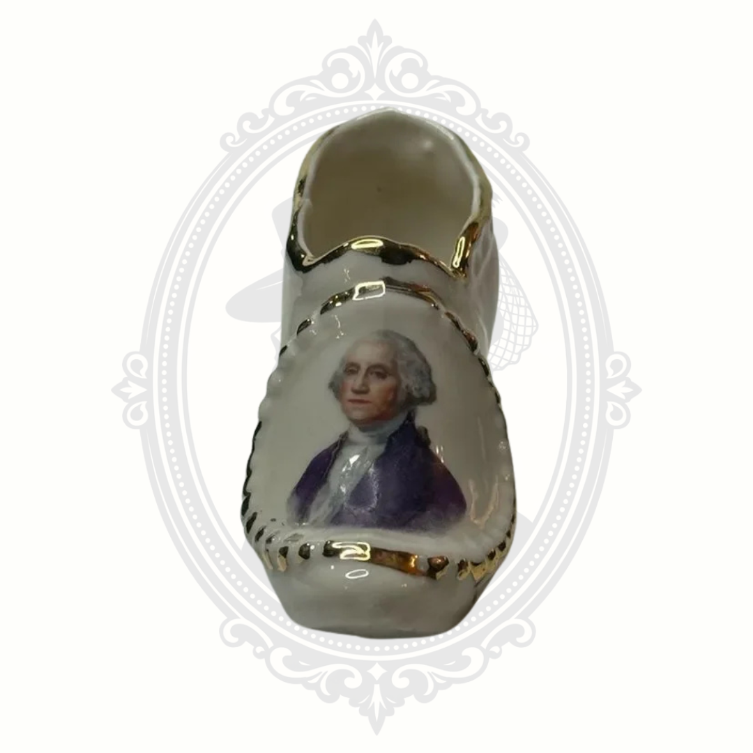 Vintage George Washington Porcelain Shoe Figurine Mount Vernon Souvenir
