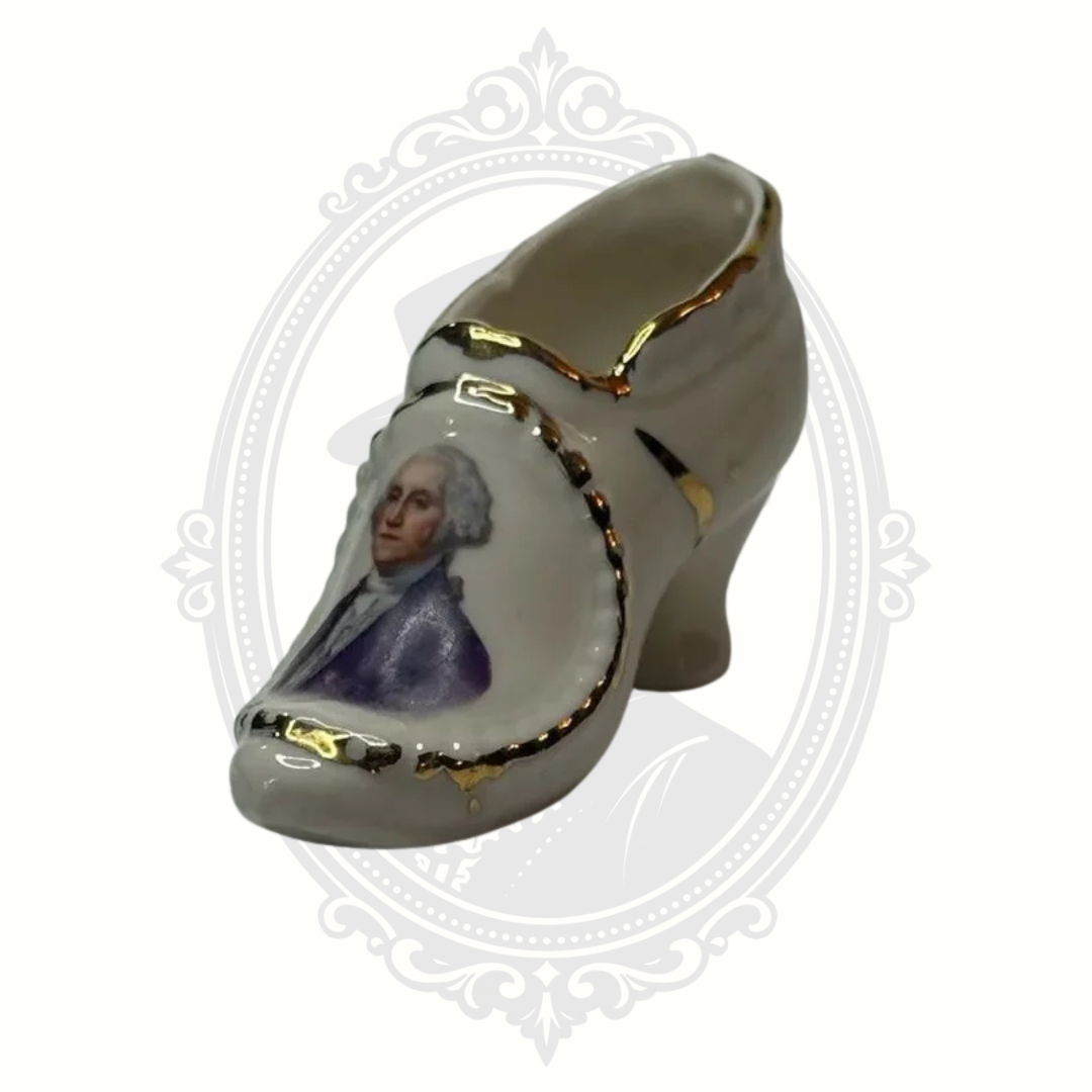 Vintage George Washington Porcelain Shoe Figurine Mount Vernon Souvenir