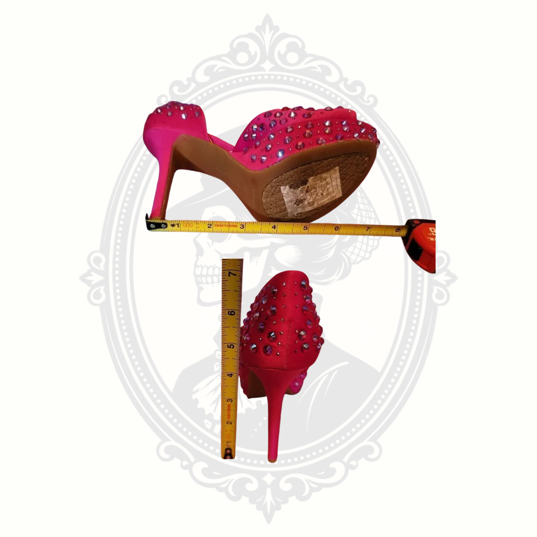 Gianni Bini Pink Rhinestone Platform Peep Toe Heels Size 6M
