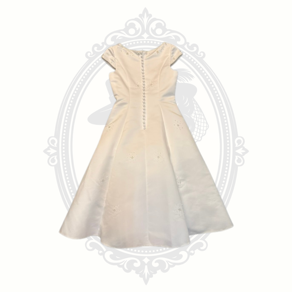 Girls White Satin Formal Dress with Bolero Jacket Size 10 Flower Girl First Communion Wedding Pageant
