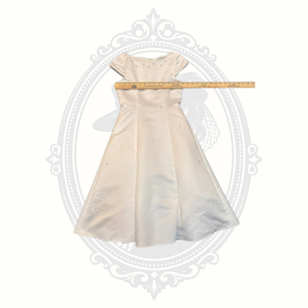 Girls White Satin Formal Dress with Bolero Jacket Size 10 Flower Girl First Communion Wedding Pageant