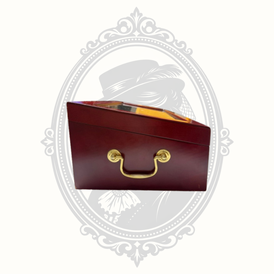 Glass Top Cedar Lined Cigar Humidor with Hygrometer & Humidifier Desktop Box