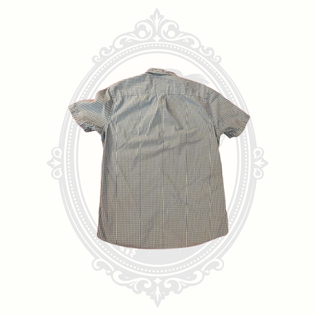 Goodthreads Men's Blue & Green Gingham Short Sleeve Button-Down Shirt – Medium – 100% Cotton