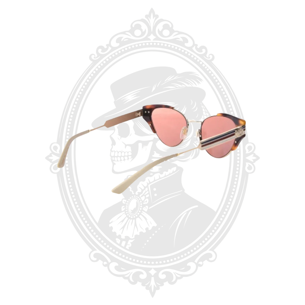 Authentic Gucci GG0522S Cat Eye Web Sunglasses Tortoise Sylvie Stripe with Case