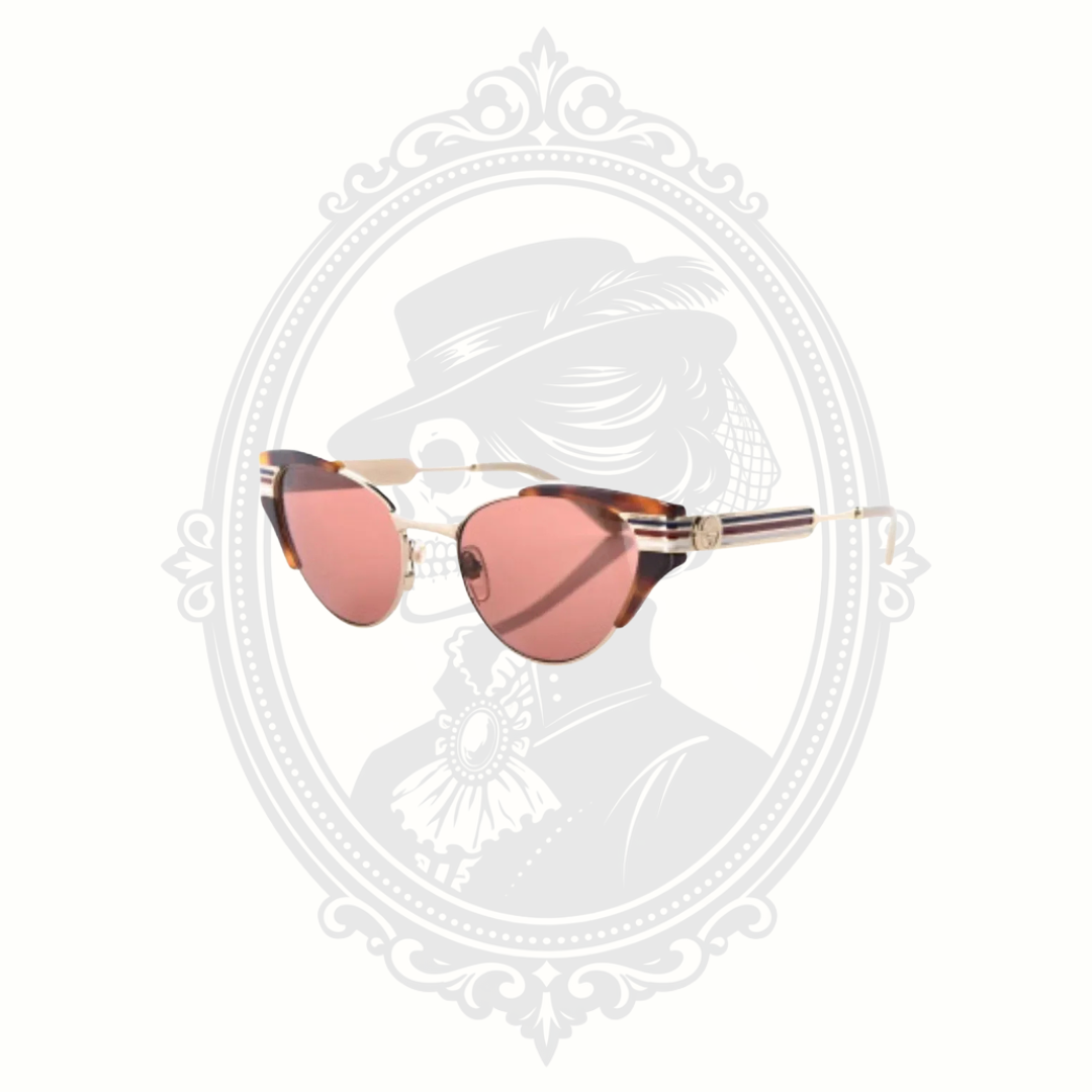 Authentic Gucci GG0522S Cat Eye Web Sunglasses Tortoise Sylvie Stripe with Case