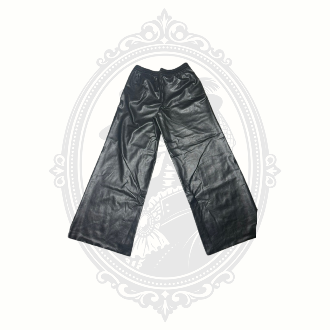 H&M Divided Black Faux Leather Wide Leg Pants – Women's Small – High Rise Pull-On