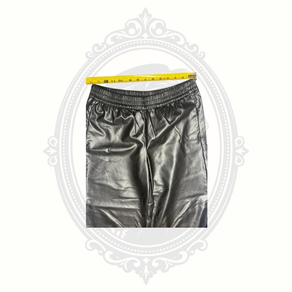 H&M Divided Black Faux Leather Wide Leg Pants – Women's Small – High Rise Pull-On