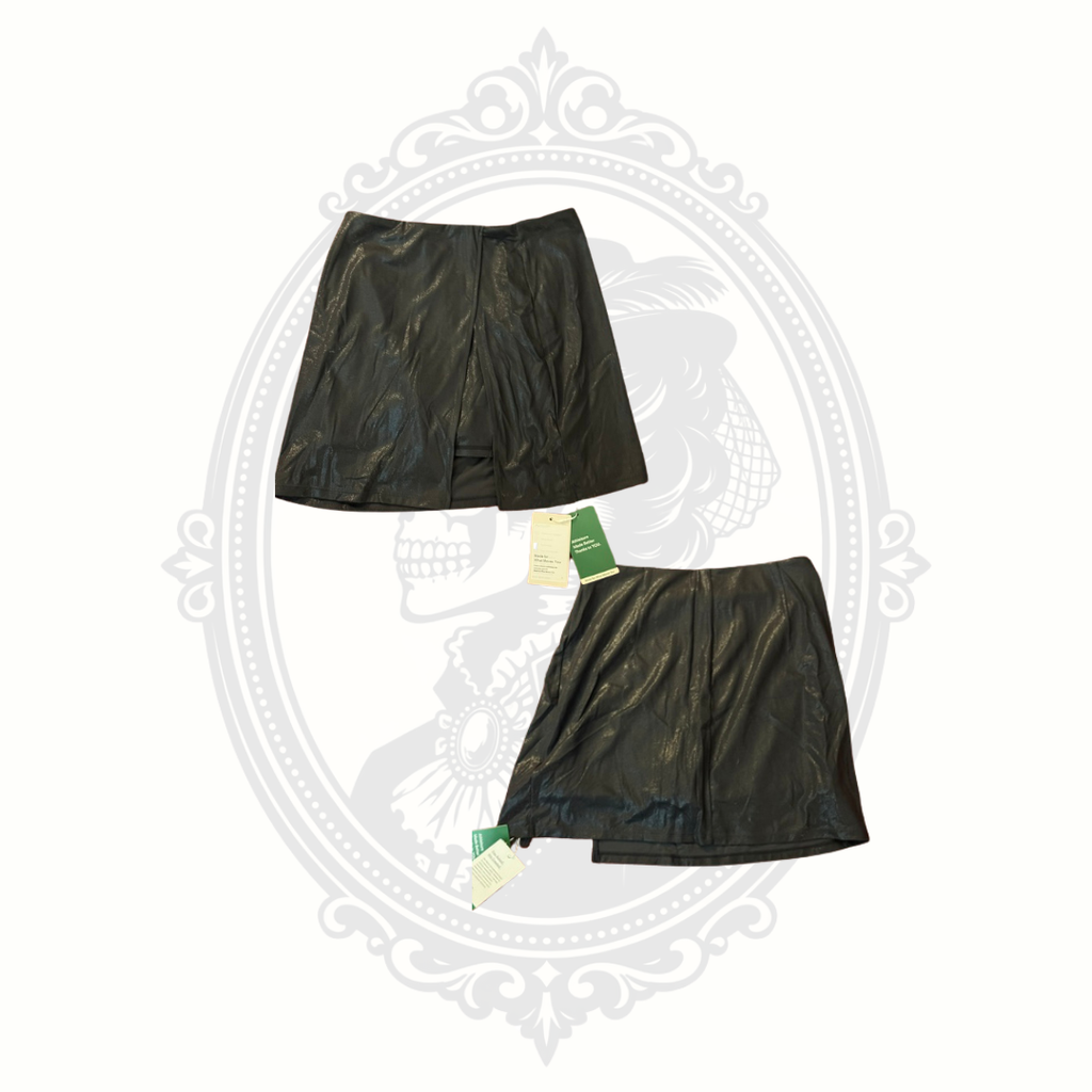 NWT Halara Faux Leather 2-in-1 Skort Women's Small Black Built-In Shorts