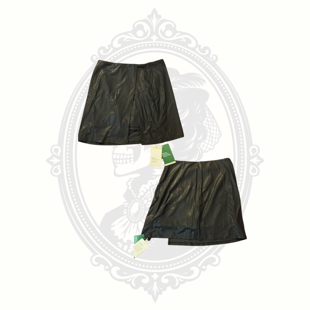 NWT Halara Faux Leather 2-in-1 Skort Women's Small Black Built-In Shorts