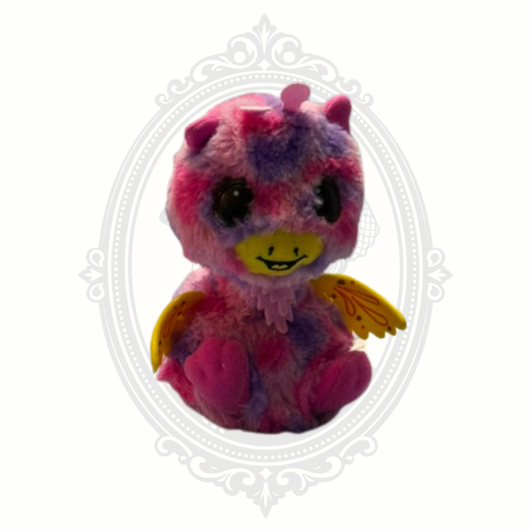 Hatchimals Pixies Hatchtopia dragon plush with pastel fur and yellow wings