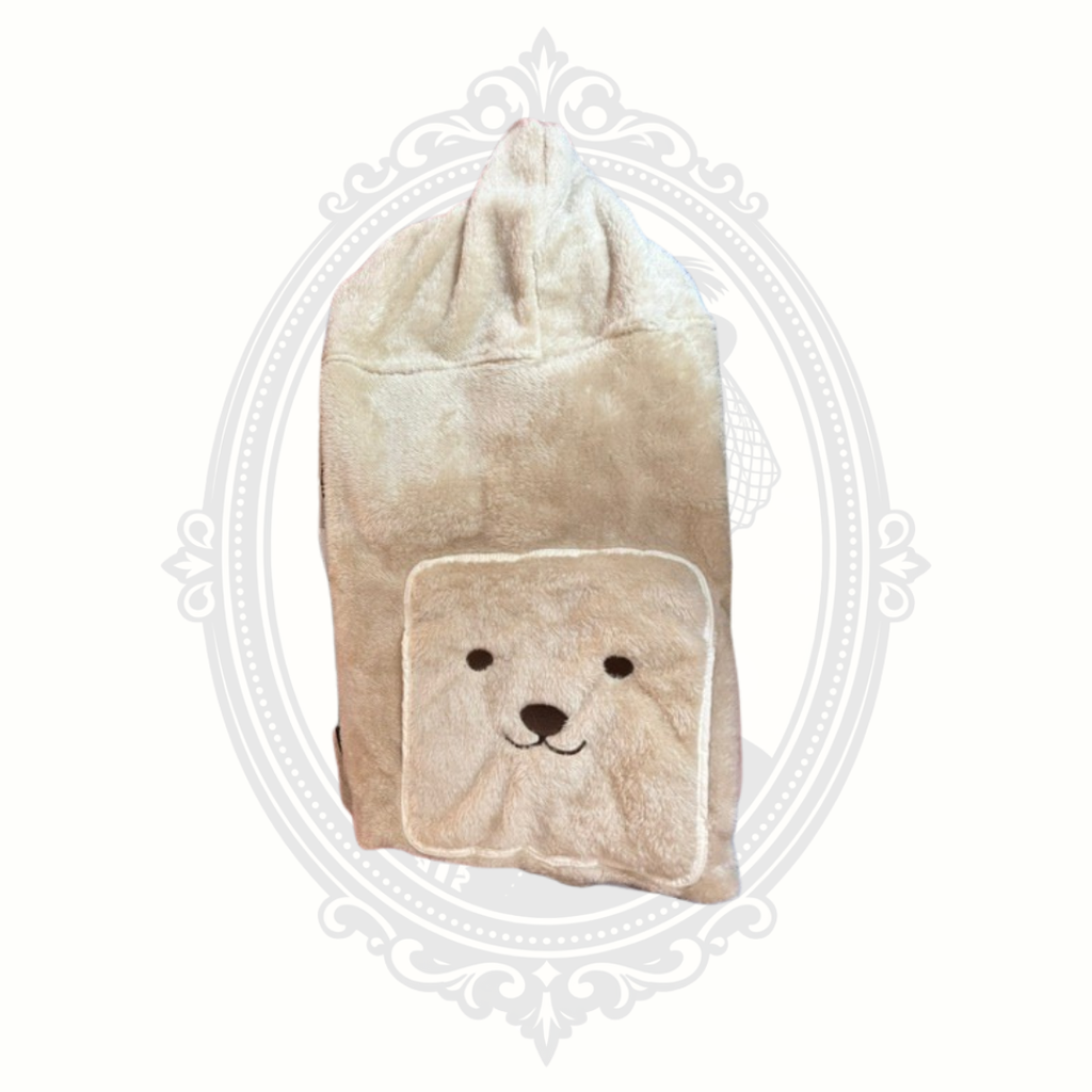 Plush Bear Hooded Baby Carrier & Stroller Cover Blanket – Neutral Tan