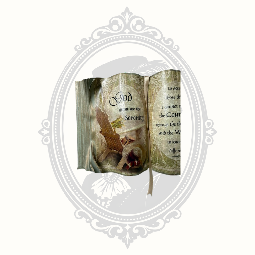Inspirational Serenity Prayer Faux Book Sculpture | Resin Decorative Shelf Décor