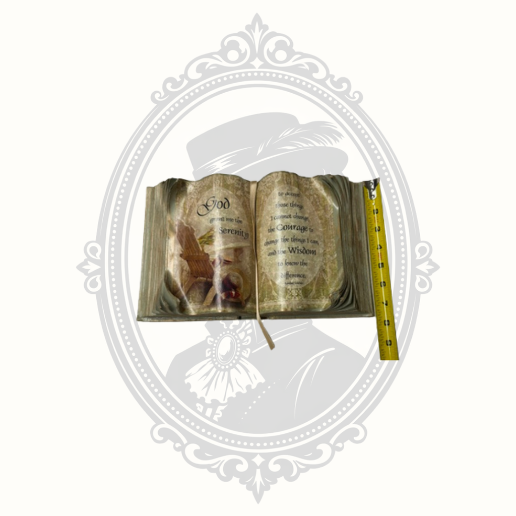 Inspirational Serenity Prayer Faux Book Sculpture | Resin Decorative Shelf Décor