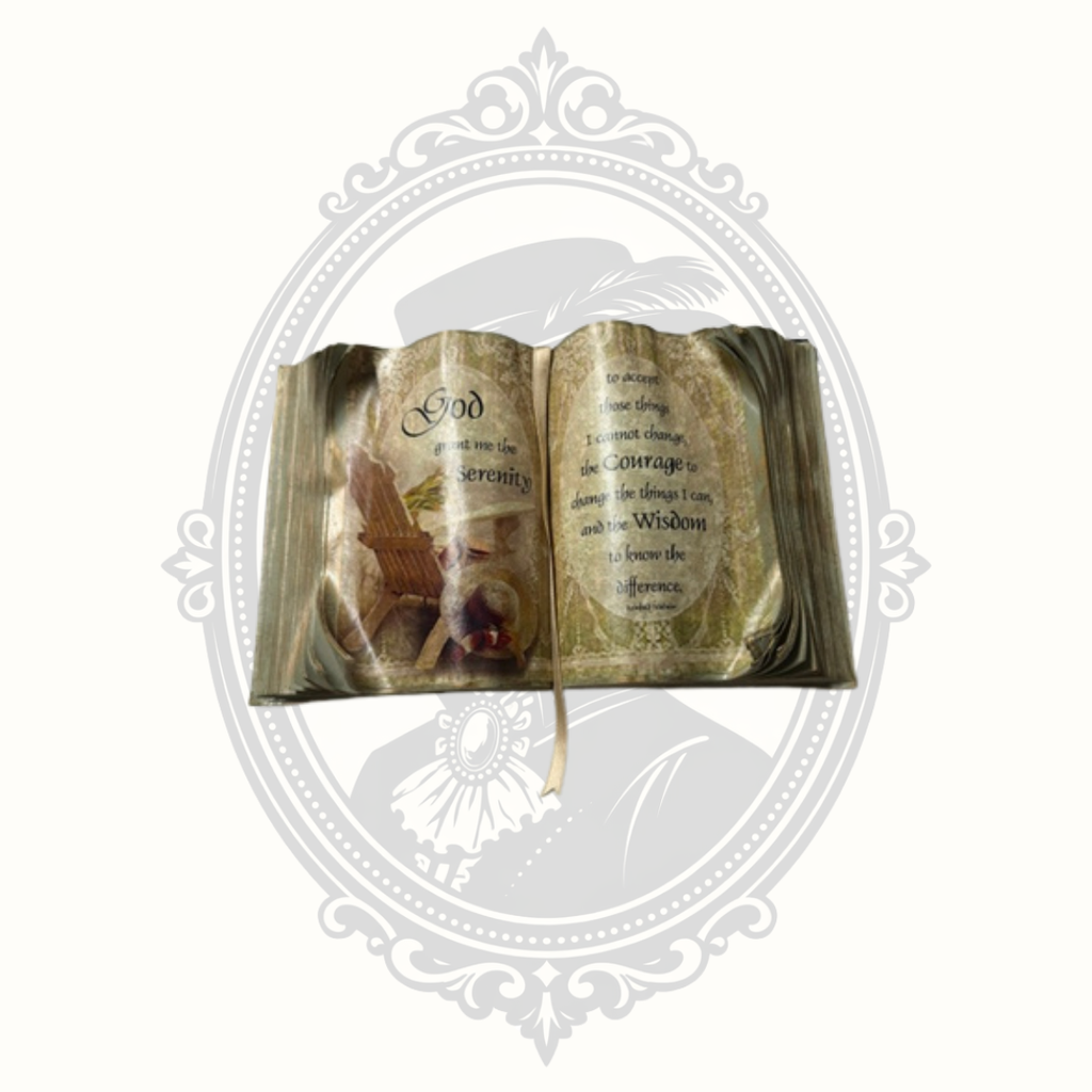 Inspirational Serenity Prayer Faux Book Sculpture | Resin Decorative Shelf Décor