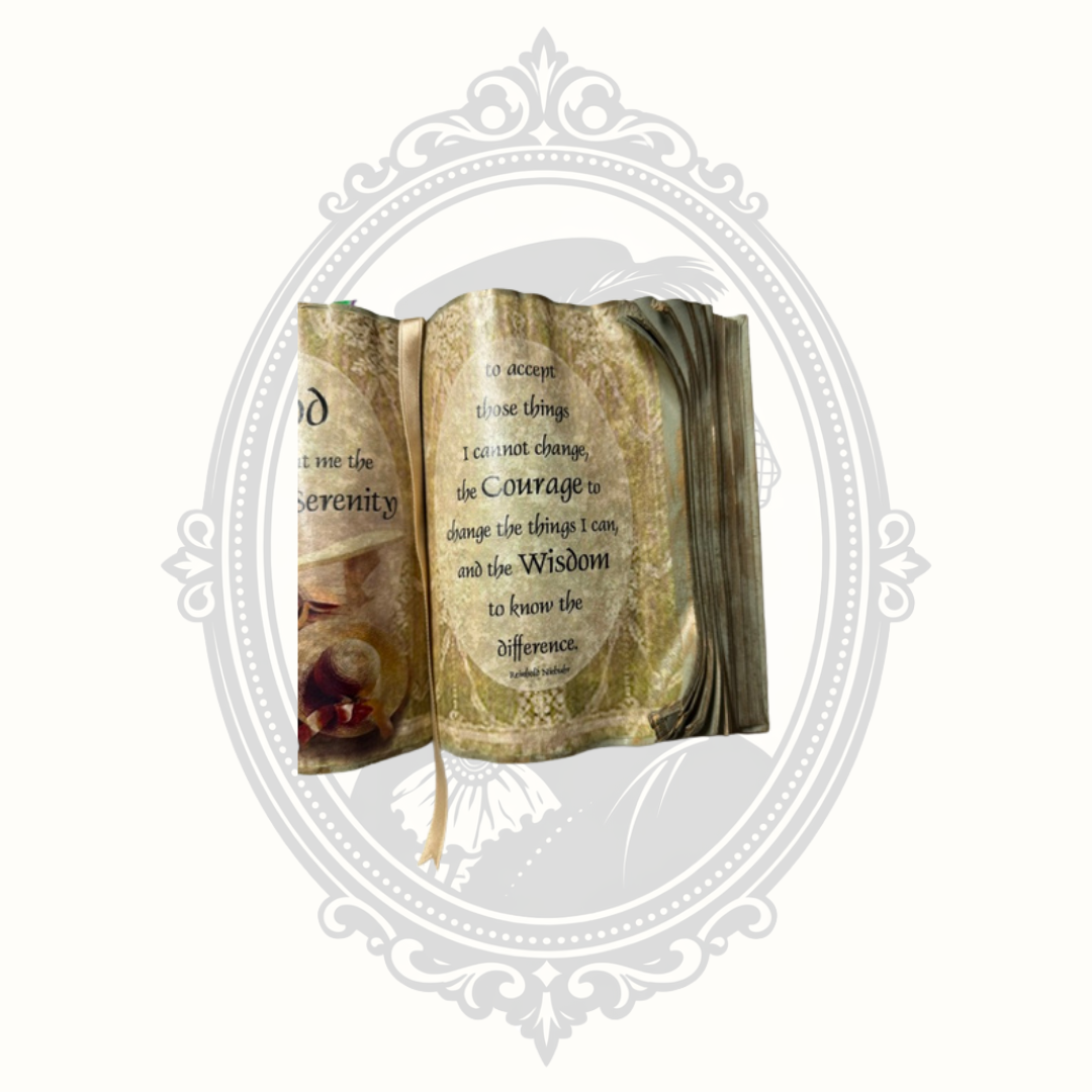 Inspirational Serenity Prayer Faux Book Sculpture | Resin Decorative Shelf Décor