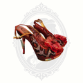 Italina Red Gold Lace Floral Platform Heels Size 6
