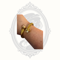 Vintage Joan Rivers Gold Tone Faux Pearl Hinged Cuff Bracelet – Signed