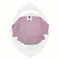 John Blair Men's Pink Striped Button Front Dress Shirt White Collar Size 18 32/33