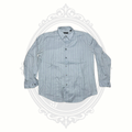 Kenneth Roberts Platinum Men's Blue & Sage Herringbone Stripe Dress Shirt Large