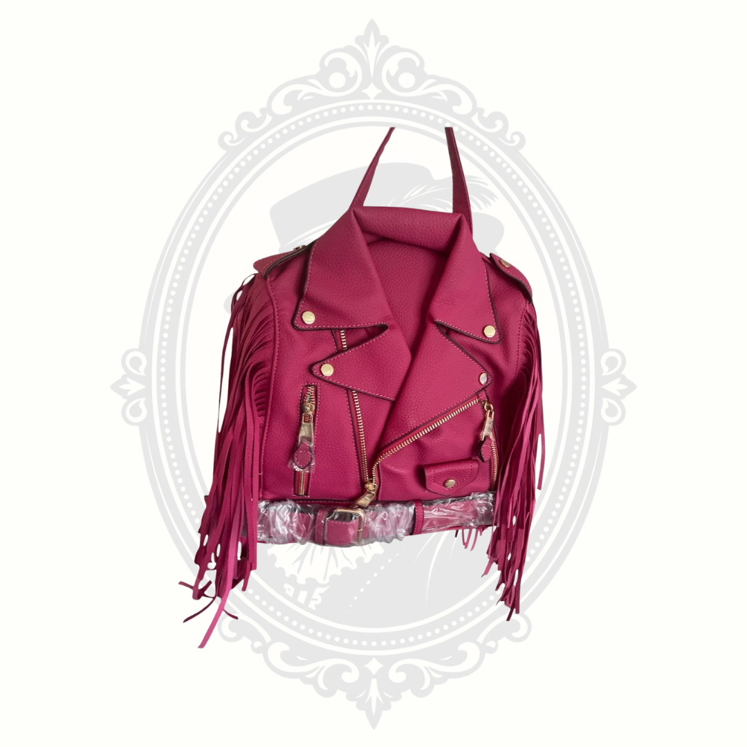 LA MIEL Fringe Motorcycle Jacket Novelty Backpack – Vegan Leather Convertible Backpack – New With Tags