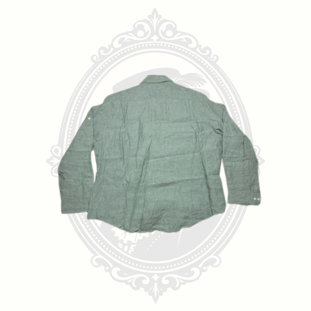 Lands' End Men's 100% Linen Button Front Shirt XL Sage Green Traditional Fit