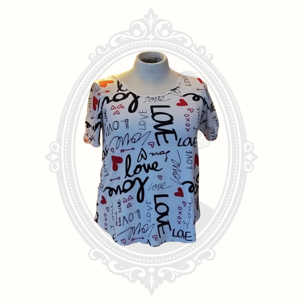 LuLaRoe Love Hearts Valentine's Tee Size Small