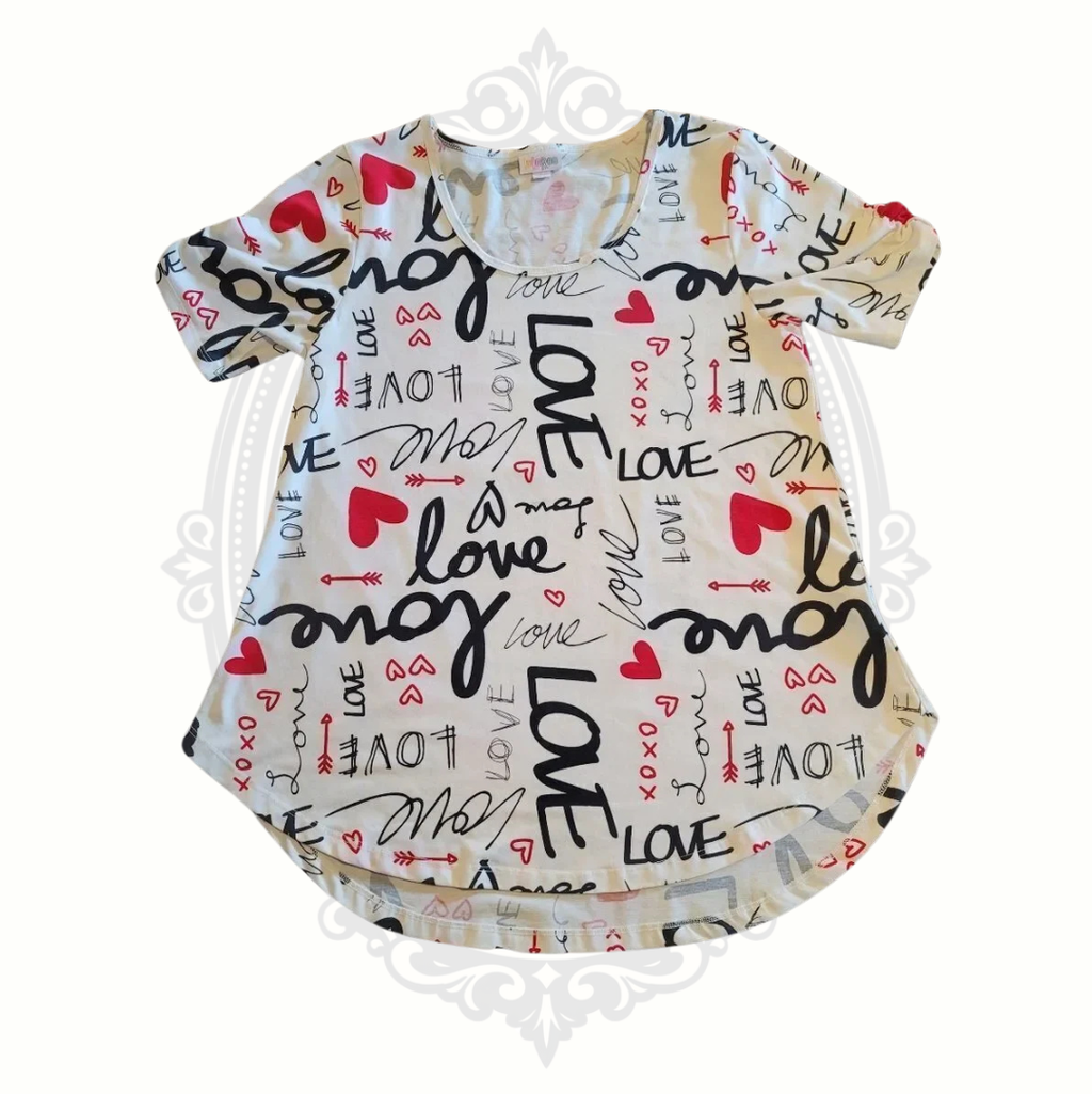 LuLaRoe Love Hearts Valentine's Tee Size Small
