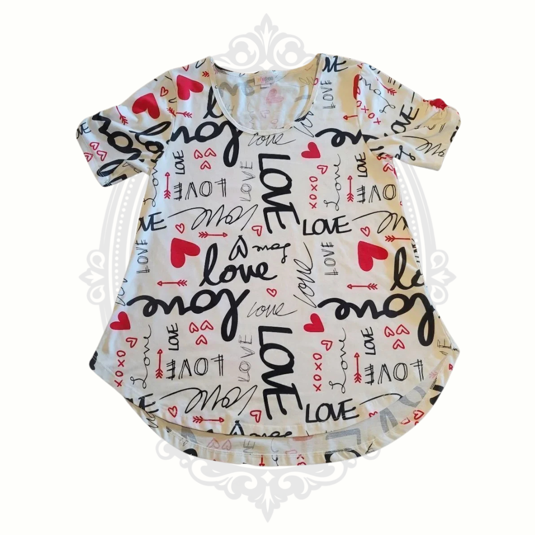LuLaRoe Love Hearts Valentine's Tee Size Small