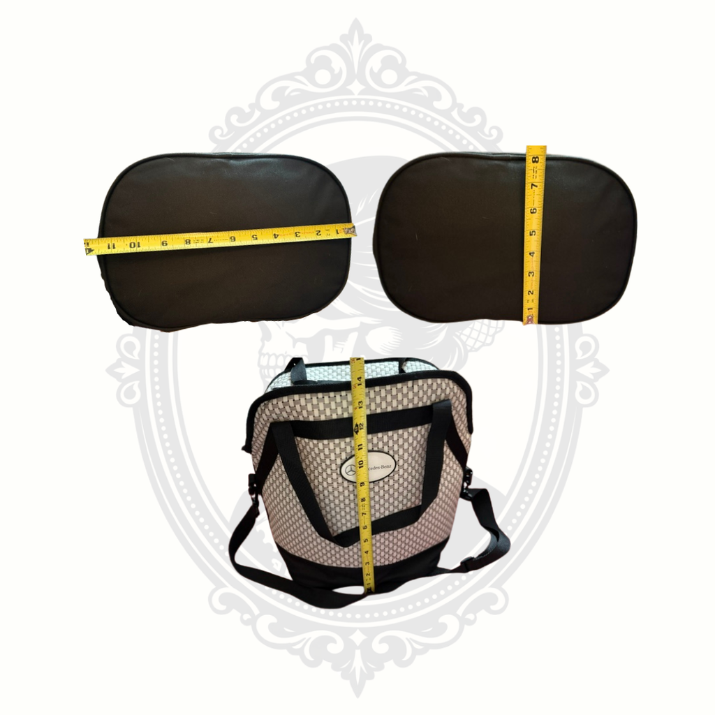 Mercedes-Benz insulated cooler bag with measurement photos showing approximate dimensions 
