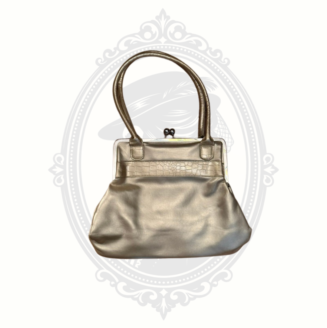 New Rhinestone Cross Kiss Lock Purse Gold Boutique Handbag