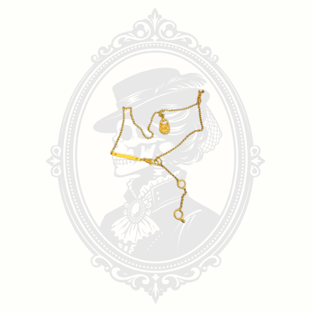 Michael Kors Pavé Lock Pendant Necklace – Gold-Tone Crystal Necklace with Original Box & Pouch