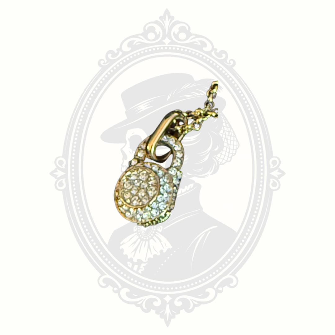 Michael Kors Pavé Lock Pendant Necklace – Gold-Tone Crystal Necklace with Original Box & Pouch