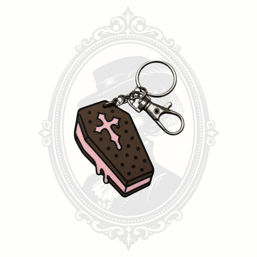 Casket Sandwich Keychain – Creepy Cute Gothic Ice Cream Sandwich Charm