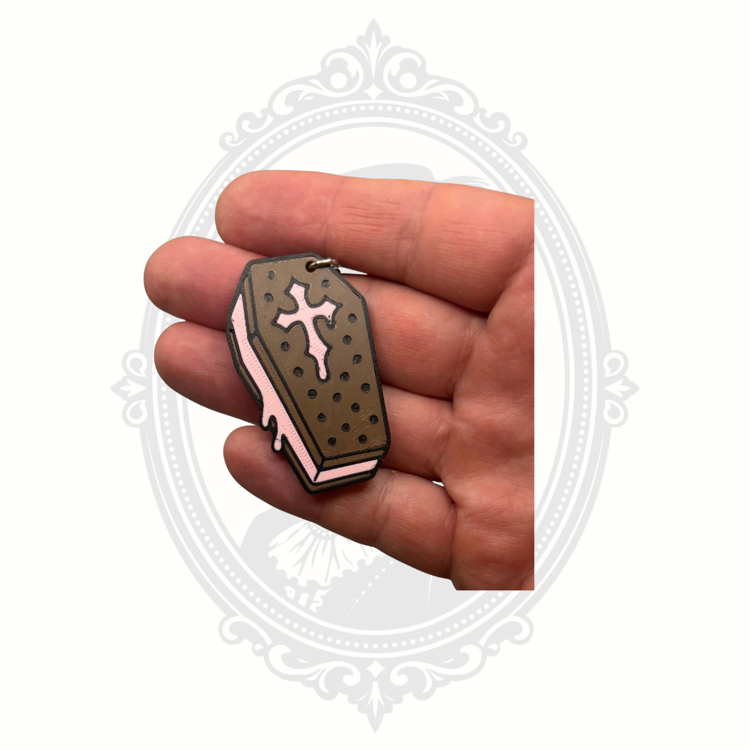 Casket Sandwich Keychain – Creepy Cute Gothic Ice Cream Sandwich Charm